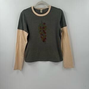 Kavio grape gray white sleeve top